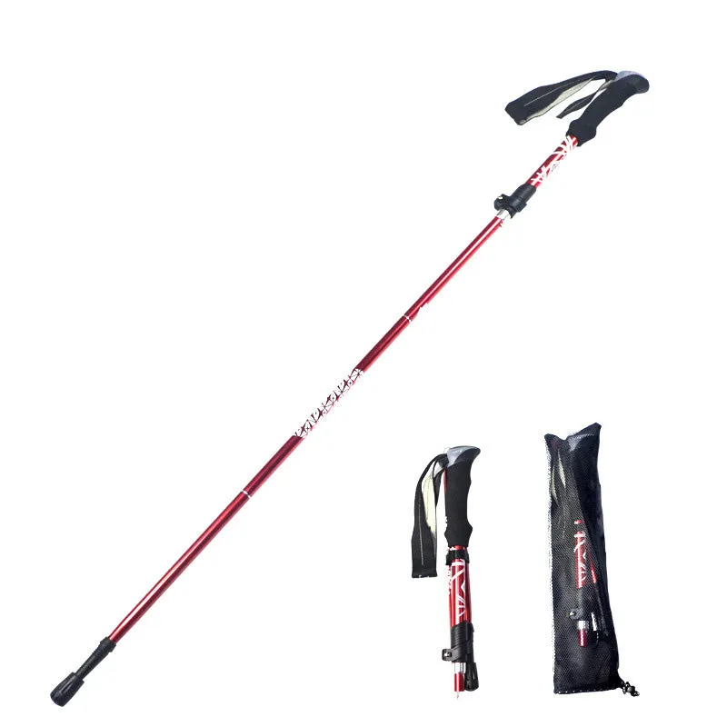 Premium Folding Trekking Pole for Hiking & Walking – Portable Carbon Steel Stick, Adjustable Length, Lightweight & Easy to Carry, Foam Grip Handle, Carbon Tungsten Tip, 1 PCS