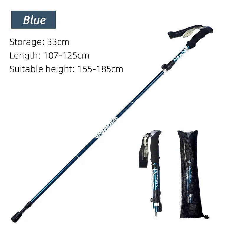 Premium Folding Trekking Pole for Hiking & Walking – Portable Carbon Steel Stick, Adjustable Length, Lightweight & Easy to Carry, Foam Grip Handle, Carbon Tungsten Tip, 1 PCS