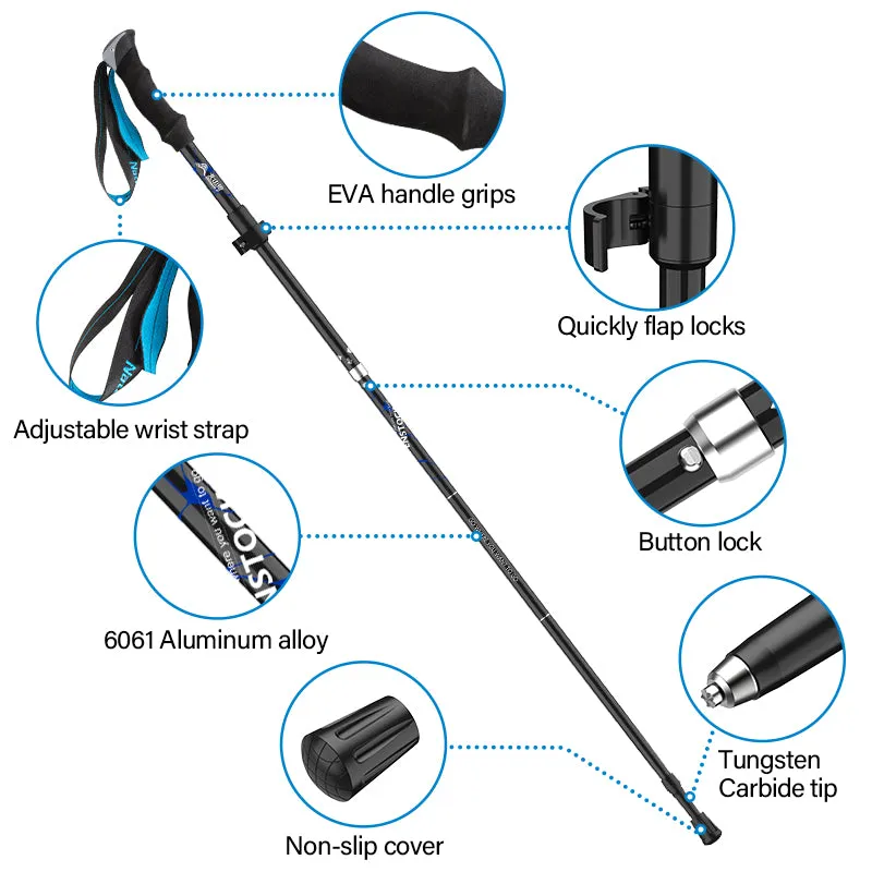 Premium Ultralight Trekking Poles – Adjustable Folding Hiking Walking Sticks, Telescopic Aluminum Poles with EVA Non-Slip Grip and Tungsten Carbide Tips, 2-Piece Set for Camping and Outdoor Adventures