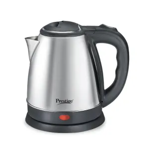 Prestige 1.5 Litres Electric Kettle (PKOSS 1.5)|1500W | Silver - Black| Automatic Cut-off | Stainless Steel | Rotatable Base | Power Indicator | Single-Touch Lid Locking