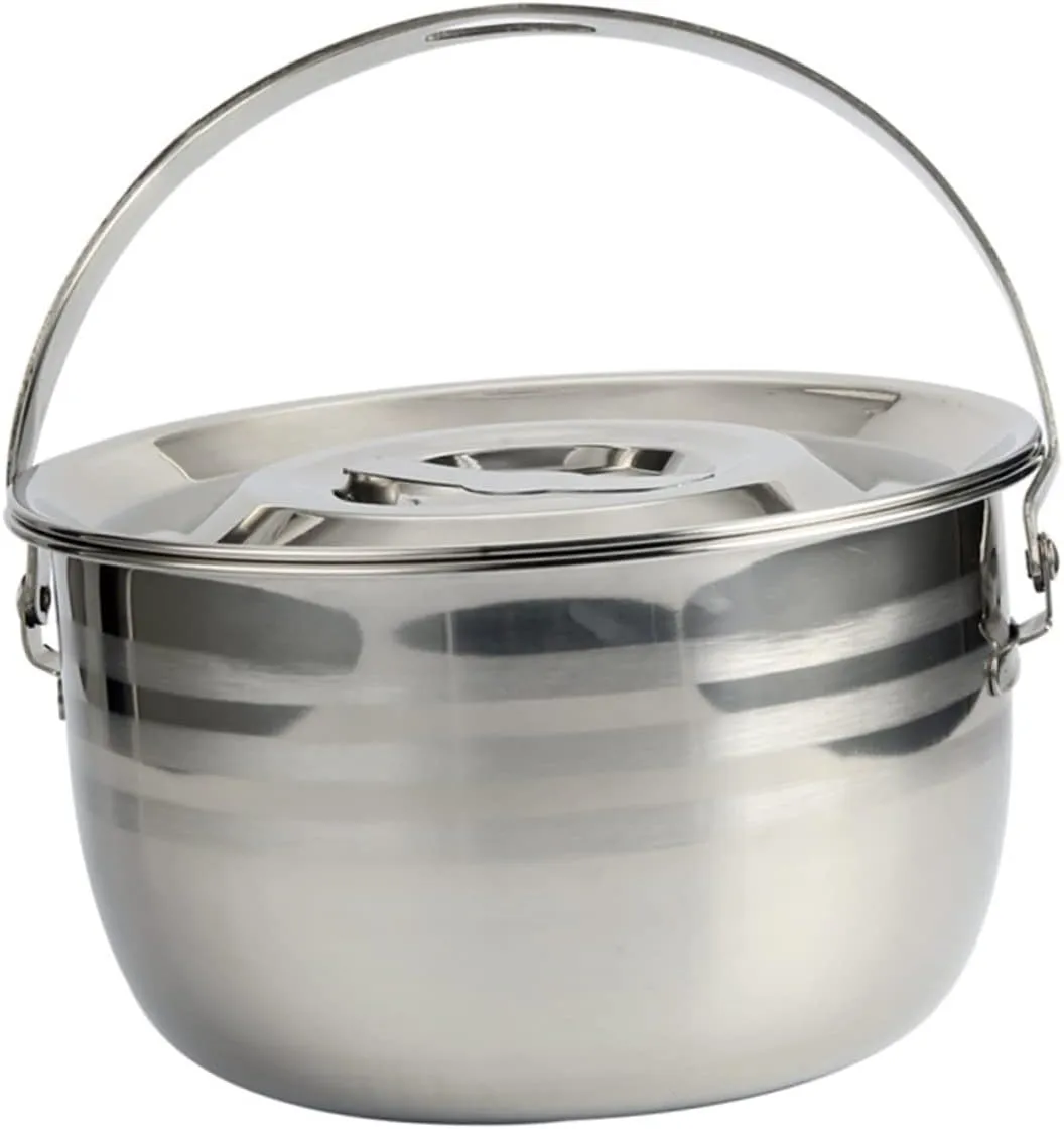 PRETYZOOM 1pc Camping Pot Large Steel Camp Pot Camping Cooking Pot Frying Fry Pan Tea Kettle Camping Stove Camp Kettle Induction Hob Pan Clear Dinnerware Silver 201 Stainless Steel