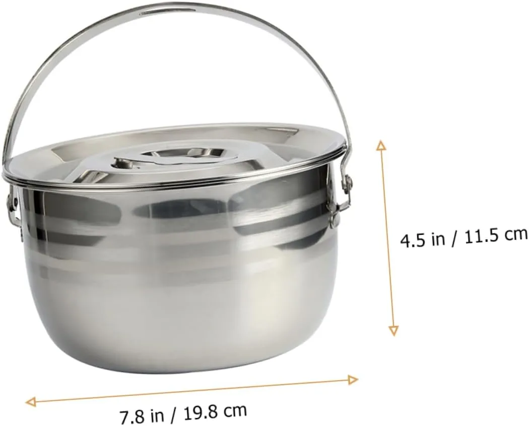 PRETYZOOM 1pc Camping Pot Large Steel Camp Pot Camping Cooking Pot Frying Fry Pan Tea Kettle Camping Stove Camp Kettle Induction Hob Pan Clear Dinnerware Silver 201 Stainless Steel
