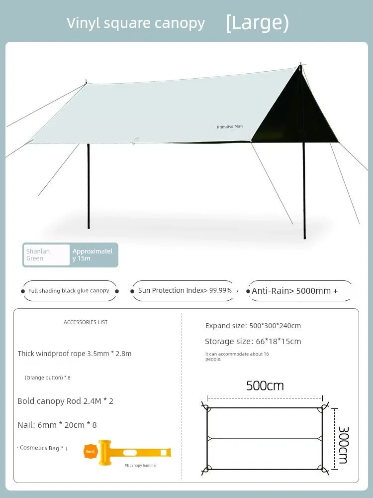 Primitive Man Outdoor Camping Coated Rainproof Canopy Tent