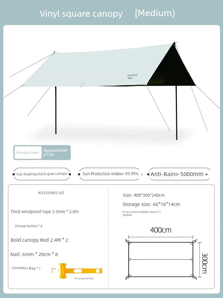 Primitive Man Outdoor Camping Coated Rainproof Canopy Tent