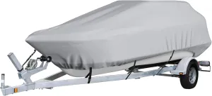 Pro Boat Cover,Heavy-Duty 210d Boat Cover Fits V Shape Yacht Boat Covers Boat Tarp Uv Resistant Center Console Cover Boat Mooring Cover Fits V-Hull,Pro-Style,Bass Boat,Gray,16~18FY