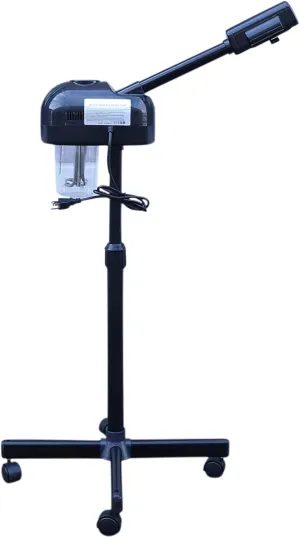 Professional Facial Steamer 360° Rotatable, Beauty Equipment with Hot/Cold Ozone Mist Function & Rolling Wheels, for Beauty Salon Spa, Height Adjustable, Black