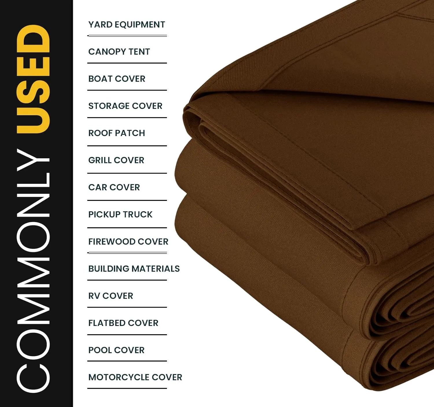 PROTARP Heavy Duty 14 OZ Water Resistant Canvas Tarp, UV Resistant Tarpaulin Cover with Rustproof Brass Grommets, Multipurpose for Canopy, Roof, Camping, Woodpile (Brown 5'X7')
