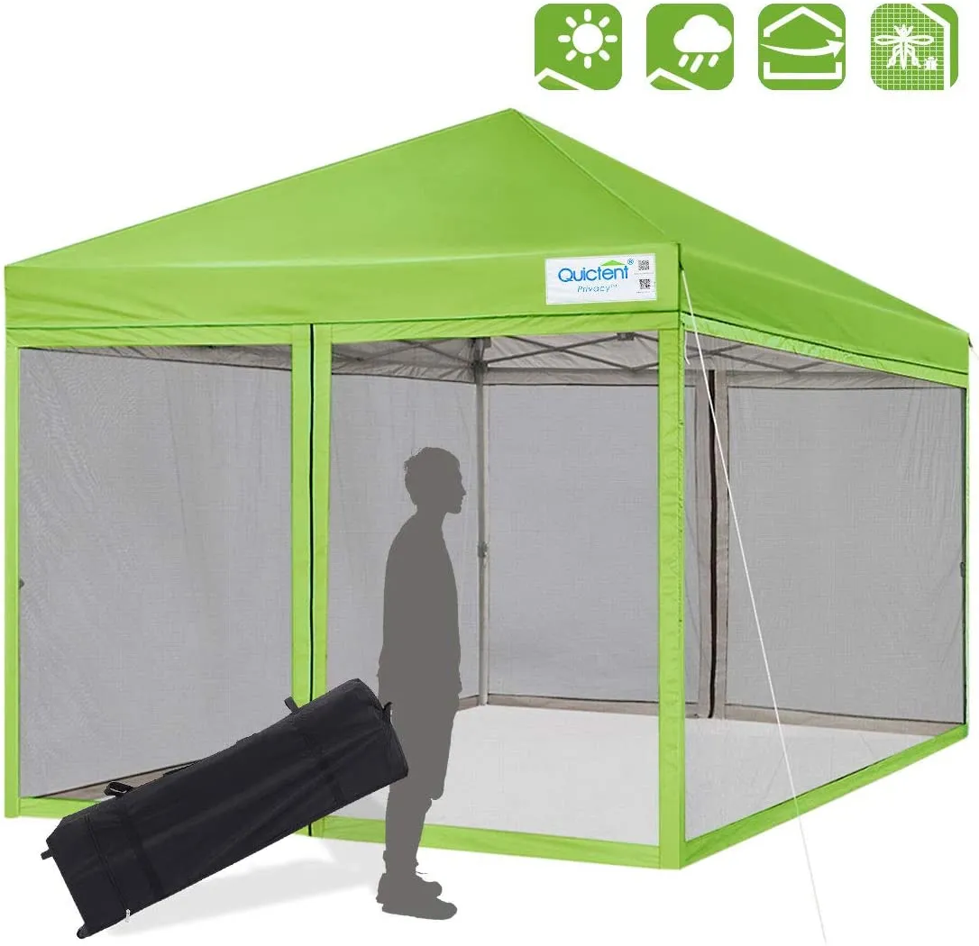 Quictent 8' x 8' Pop Up Canopy With Mesh Netting-Green