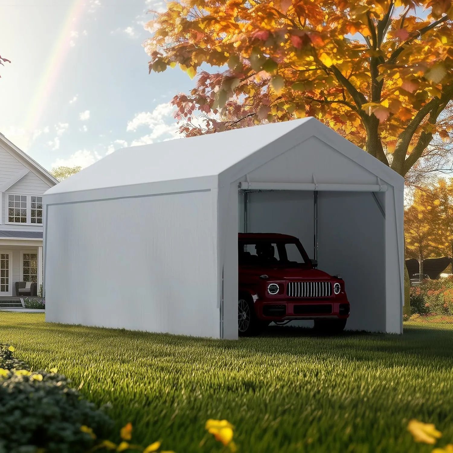 Quictent Carport Replacement Tarp Canopy Sidewall with Bungees Balls, for 10x20 ft or 12x20 ft Garage Party Tent Shelter - Gray, One Sidewll Panel Only