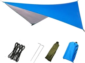 Rain Fly Tent Tarp Hammock Rain Fly Tent Tarpaulin Waterproof Canopy Awning for Camping Outdoor Travel (Color : Black, Size : 230 * 140cm) (Blue 230 * 210cm) (Blue 300 * 300cm)