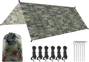 Rain Fly Tent Tarp, Picnic Mat Camping Tarp Tent Hammock Tarp, 3-4 People Ultra-Light Awning Anti-Sun, for Hiking Beach, Backpacking and Outdoor Adventure