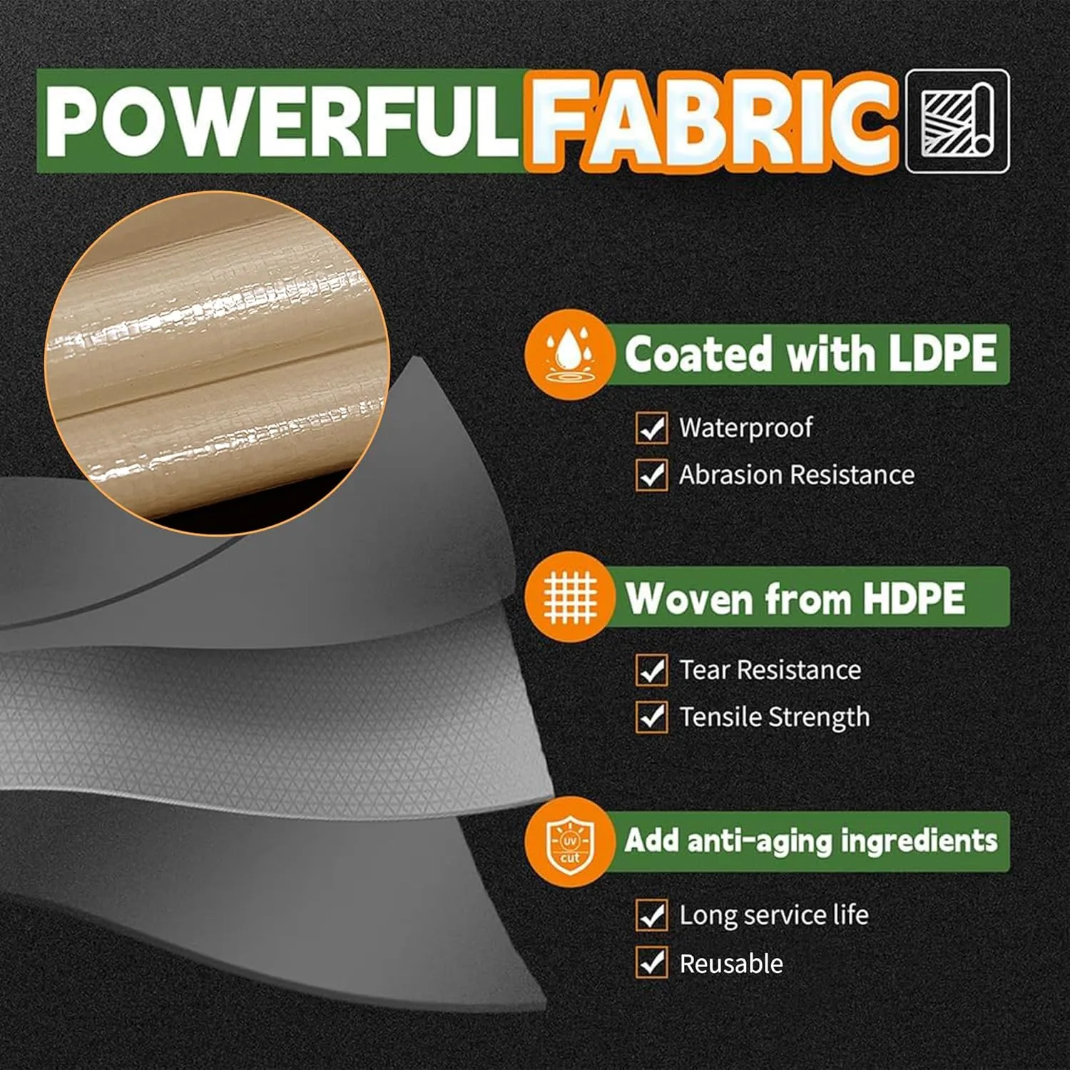 RAINDEWAY 10x15 Feet Heavy Duty Tarp,12 Mil Tan Waterproof Poly Tarp Cover,UV Resistant,Weatherproof,Durable,Multipurpose Tarps with Grommets and Reinforced Edges