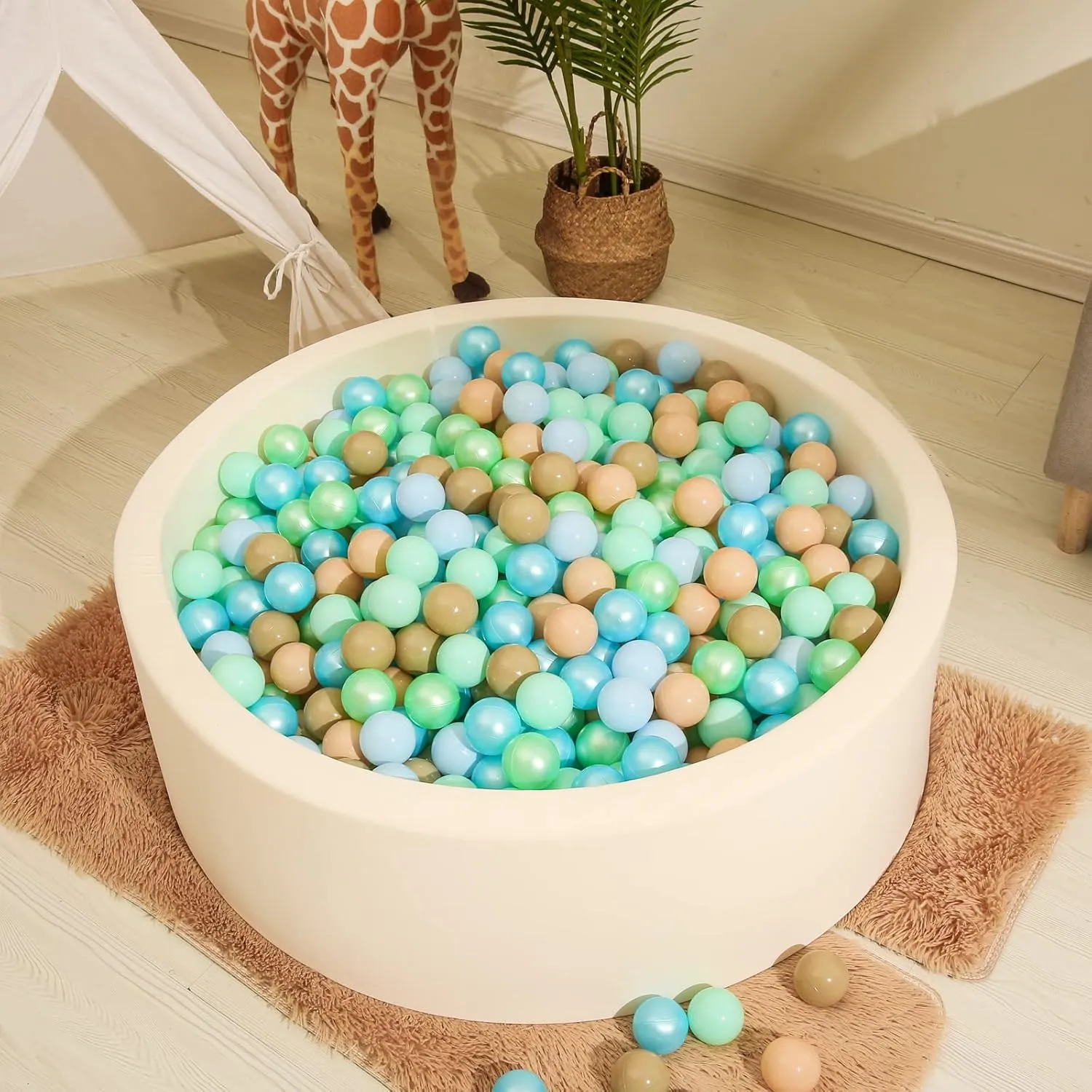 Realhaha Ball Pit Balls 100 Play Balls Plastic Balls for Baby Girls Toddlers Kids Play Tent Pool Playhouse Playpen Party Decoration 2.2 2.36 2.75 Inch