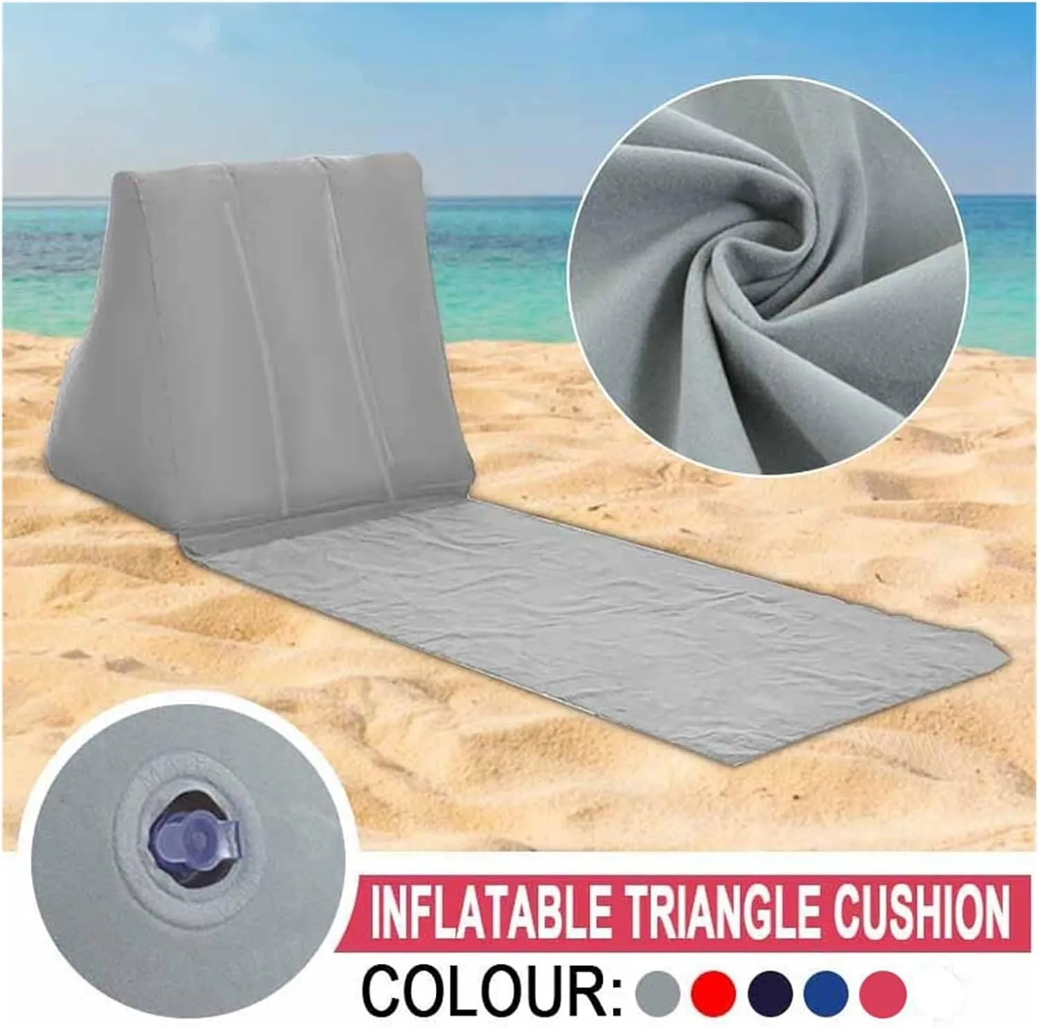 Recliner Inflatable Beach Lounger Foldable Soft Inflatable Beach Mat Festival Camping Leisure Lounger Back Pillow Cushion Chair Fit for Seat Air Portable (Color : Blue)