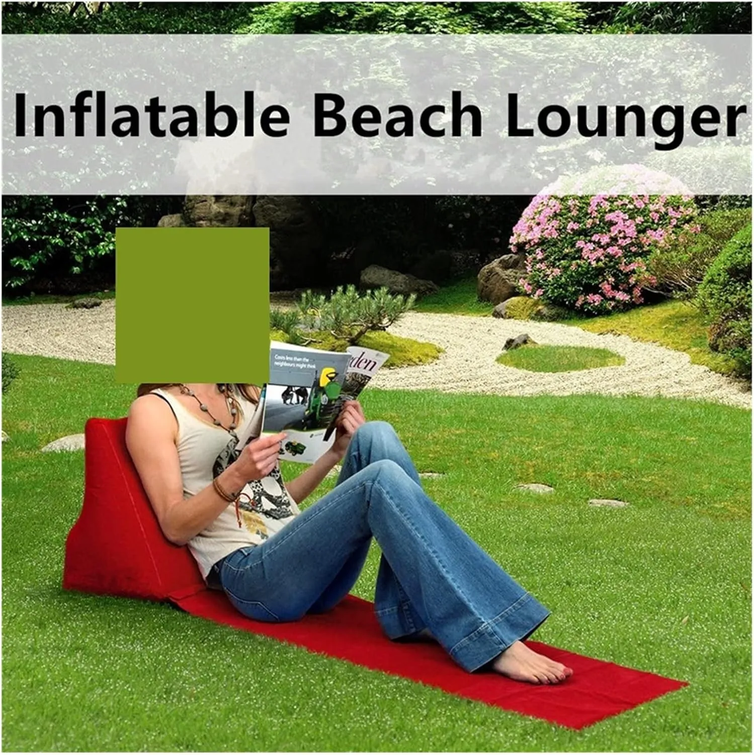 Recliner Inflatable Beach Lounger Foldable Soft Inflatable Beach Mat Festival Camping Leisure Lounger Back Pillow Cushion Chair Fit for Seat Air Portable (Color : Blue)