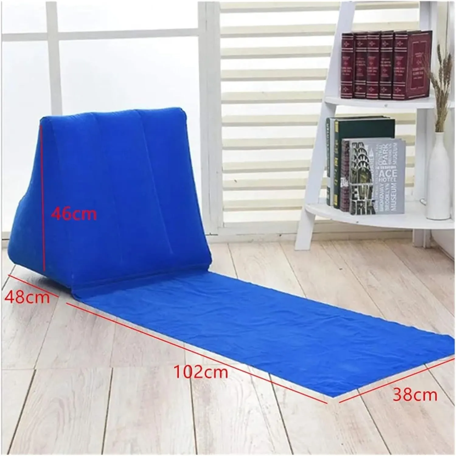 Recliner Inflatable Beach Lounger Foldable Soft Inflatable Beach Mat Festival Camping Leisure Lounger Back Pillow Cushion Chair Fit for Seat Air Portable (Color : Blue)