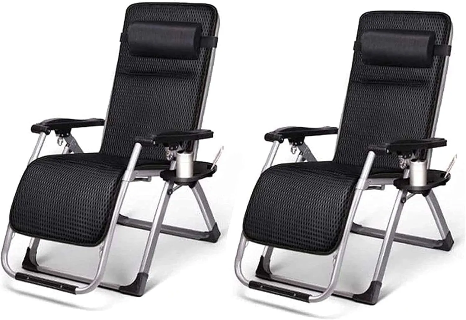 Recliner Lightweight Sun Lounger Foldable Garden Chairs Set of 2 Folding Reclining Sun Lounger,Recliner Zero Gravity Chairs Simple Reinforced Lazy Chair ForGarden and OutdoorCamping Folding Recl