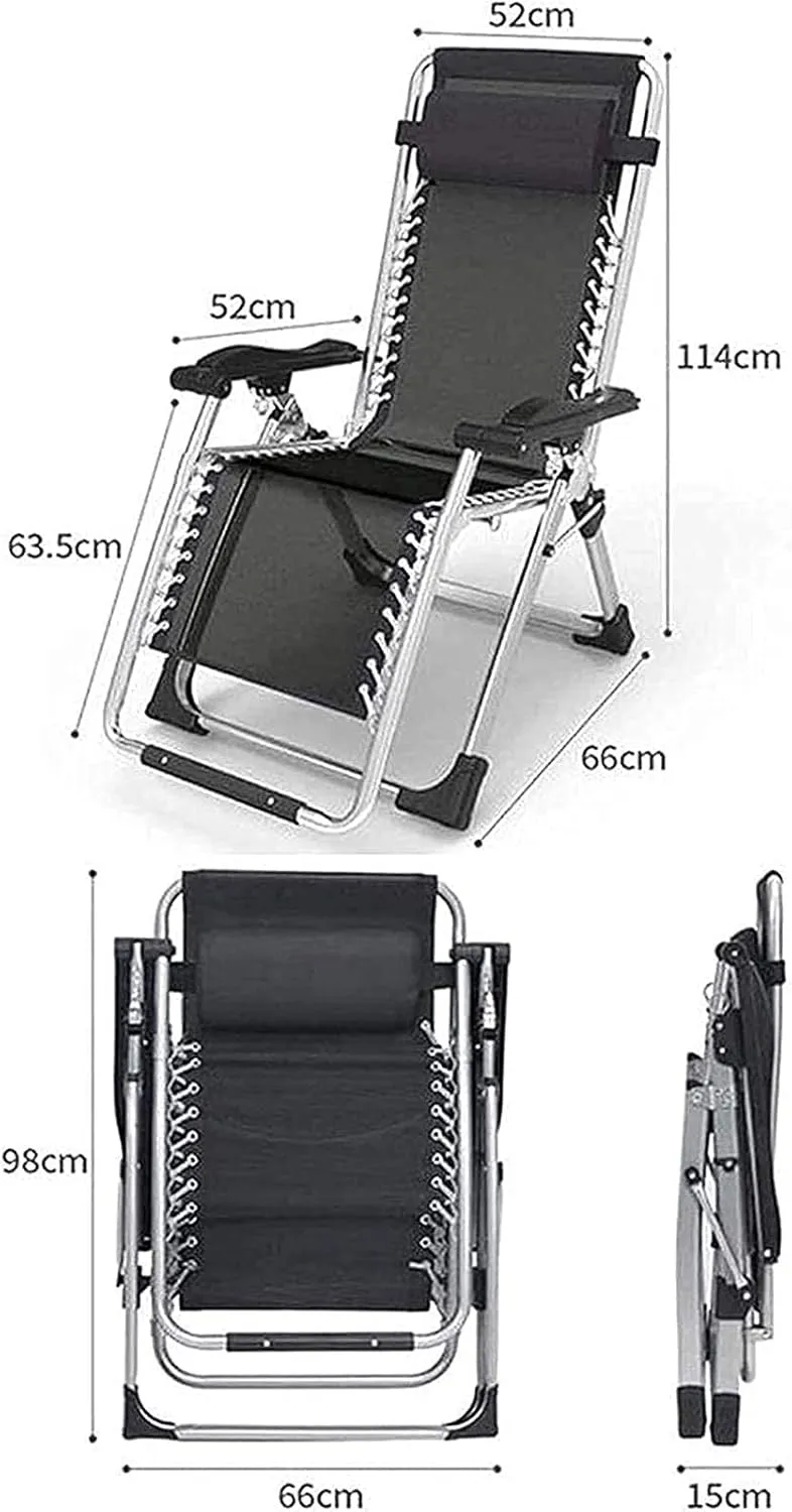 Recliner Lightweight Sun Lounger Foldable Garden Chairs Set of 2 Folding Reclining Sun Lounger,Recliner Zero Gravity Chairs Simple Reinforced Lazy Chair ForGarden and OutdoorCamping Folding Recl