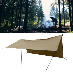 Rectangle Sun Shade Sail Portable Rainproof 9.8x9.8ft Outdoor Shade Canopy for Camping Beach Shade Canopy Wind Sail Yard Deck Lawn Garden Outdoor Activities Facility(Khaki)