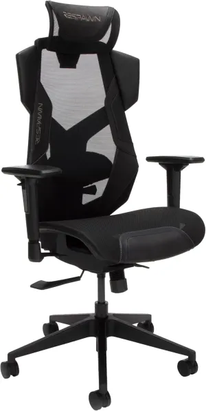 RESPAWN FLEXX Mesh Gaming Chair With Lumbar Support, Ergonomic Gaming Chair with Recline/Tilt Tension Controls, Adjustable Arms, 300lb Max Weight With Wheels for Computer/Desk/Office - Black
