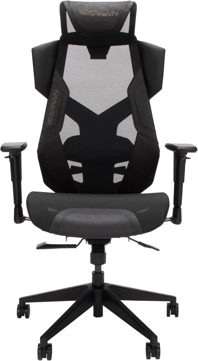 RESPAWN FLEXX Mesh Gaming Chair With Lumbar Support, Ergonomic Gaming Chair with Recline/Tilt Tension Controls, Adjustable Arms, 300lb Max Weight With Wheels for Computer/Desk/Office - Black