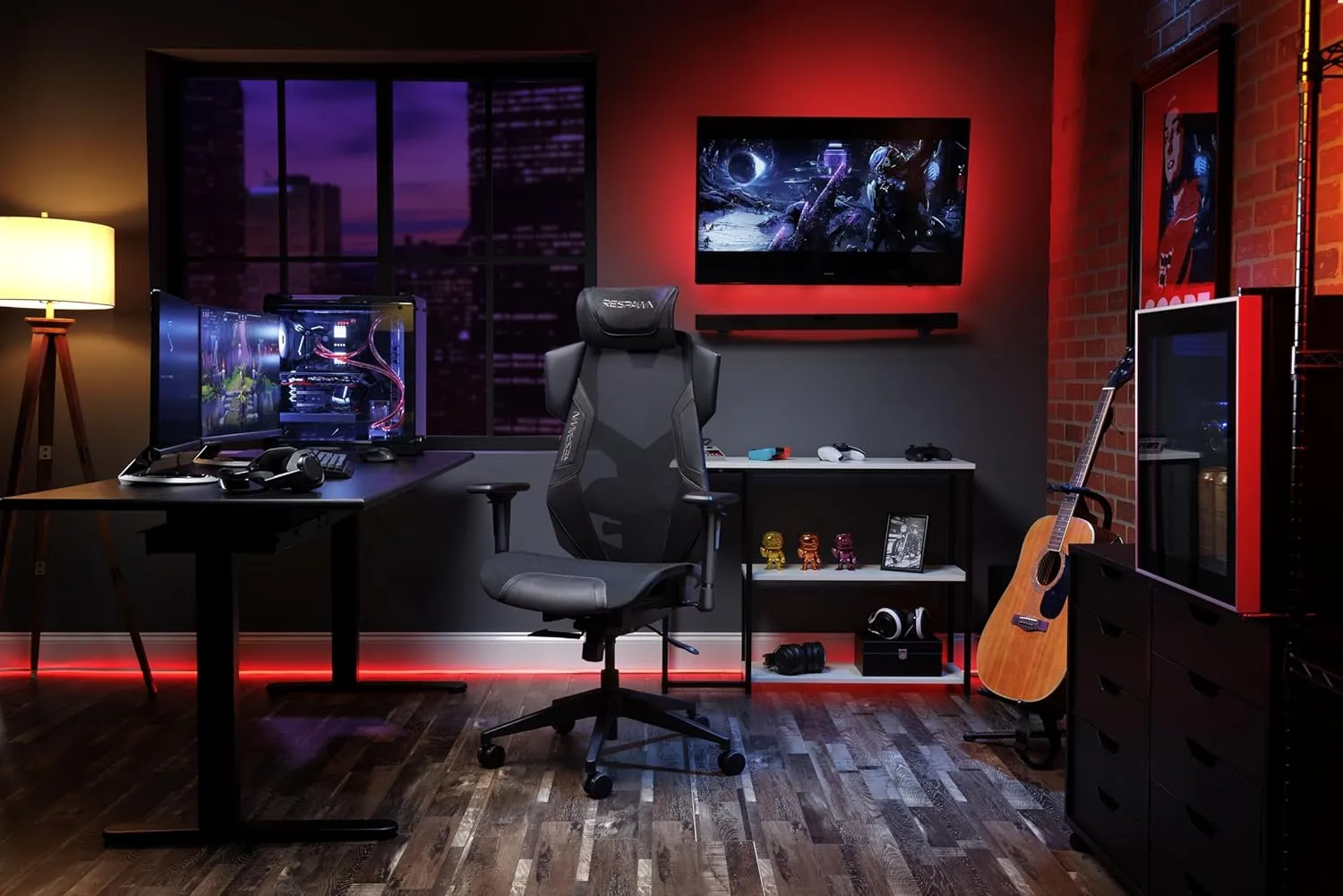 RESPAWN FLEXX Mesh Gaming Chair With Lumbar Support, Ergonomic Gaming Chair with Recline/Tilt Tension Controls, Adjustable Arms, 300lb Max Weight With Wheels for Computer/Desk/Office - Black