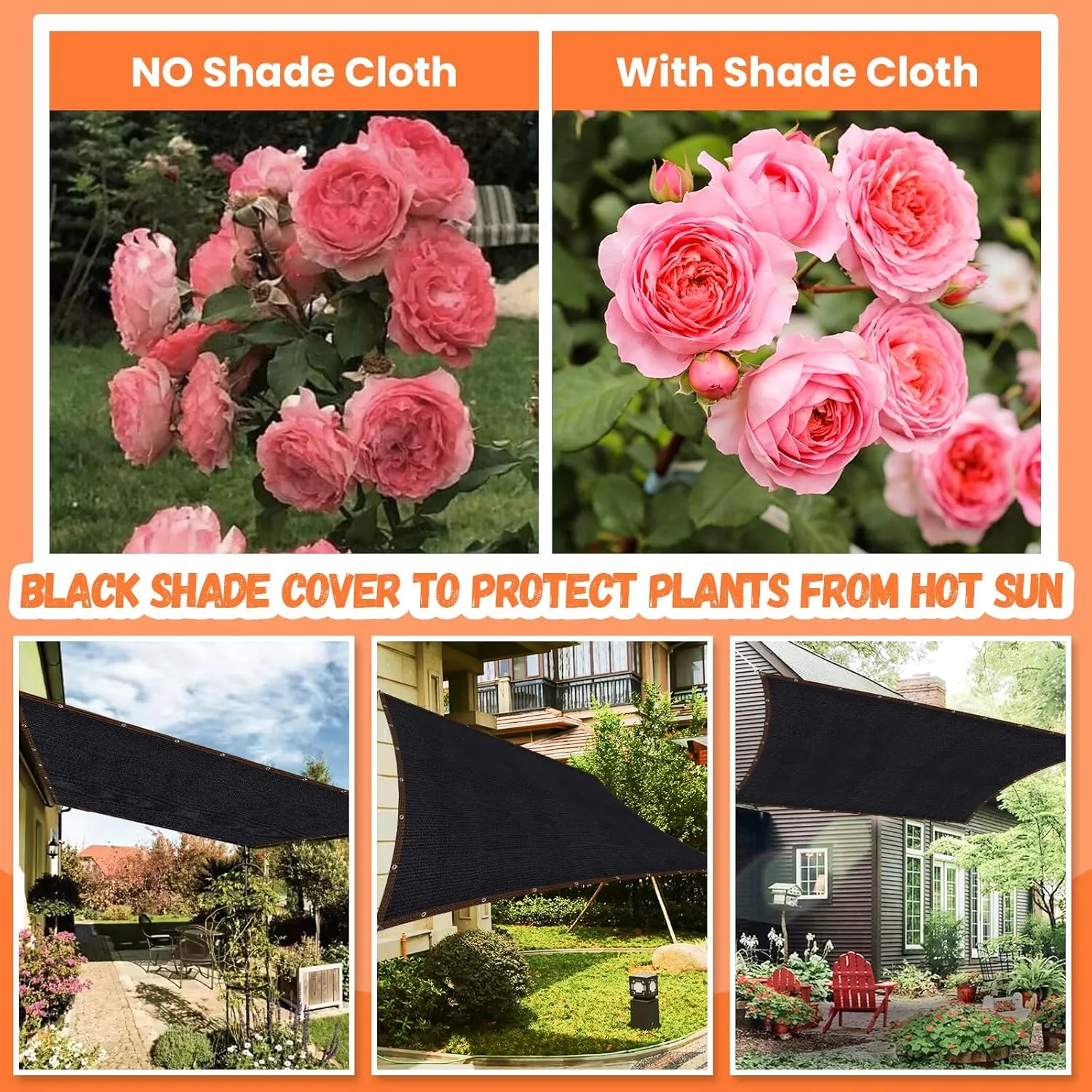 Riare 90% Black Shade Cloth- 20 x 30 FT Sunblock Garden Shade Cloth, Sun Shade Mesh Tarp with Reinforced Grommets for Greenhouse, Garden, Patio, Backyard, Plants, Pergola, Chicken Coop