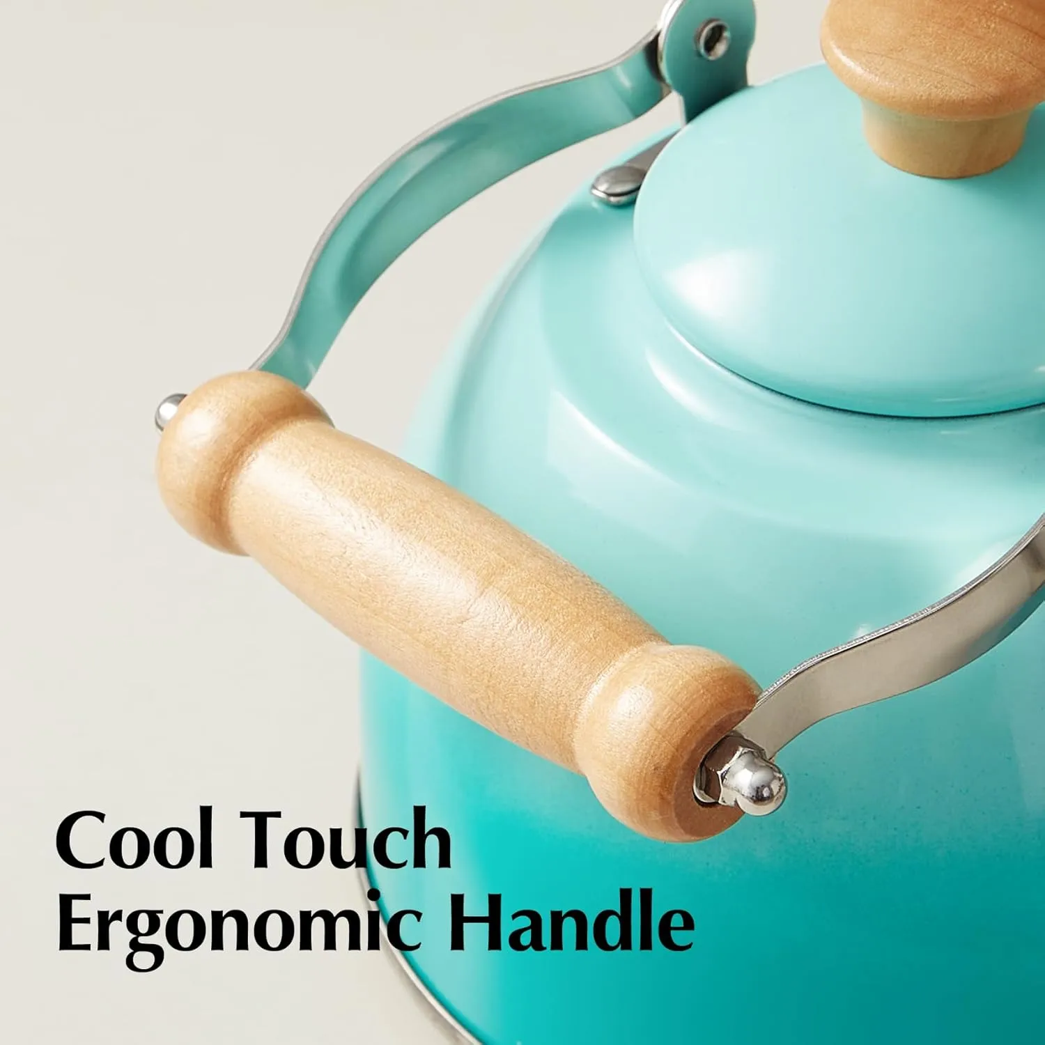 ROCKURWOK Tea Kettle, Tea Pot with Cool Touch Ergonomic Handle, Teapot Food Grade Stainless Steel, Tea Kettle Stovetop, Kettle Teapot, Whistling Tea Kettle, Small Tea Kettle, 1.6 Quart (Green)