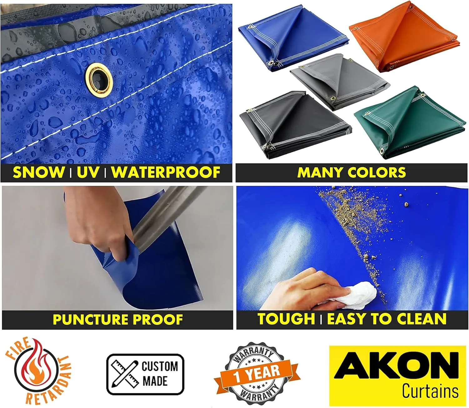 Roll Up Tarp Door | Pulley System Operated | Keep Out The Weather | UV, Snow, Rain and Wind Proof | 100% Custom Made, Clear Tarp, 1' x 1'