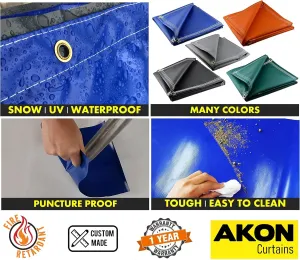 Roll Up Tarp Door | Pulley System Operated | Keep Out The Weather | UV, Snow, Rain and Wind Proof | 100% Custom Made, Clear Tarp, 1' x 1'