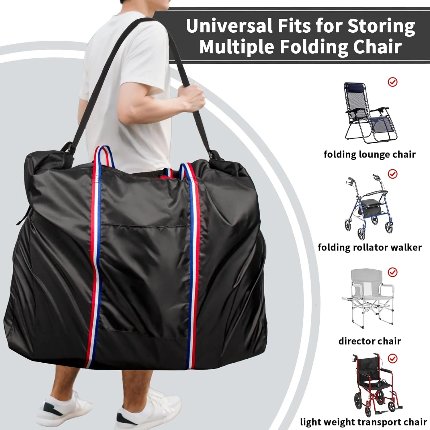 Rollator Travel Bag - Waterproof Wheelchair Bag for Folding Walker, Compact Wheelchair Transport Chair Portable Carry Case Cover for Car & Airplane TSA Traveling (45" Lx15 Wx39 H)