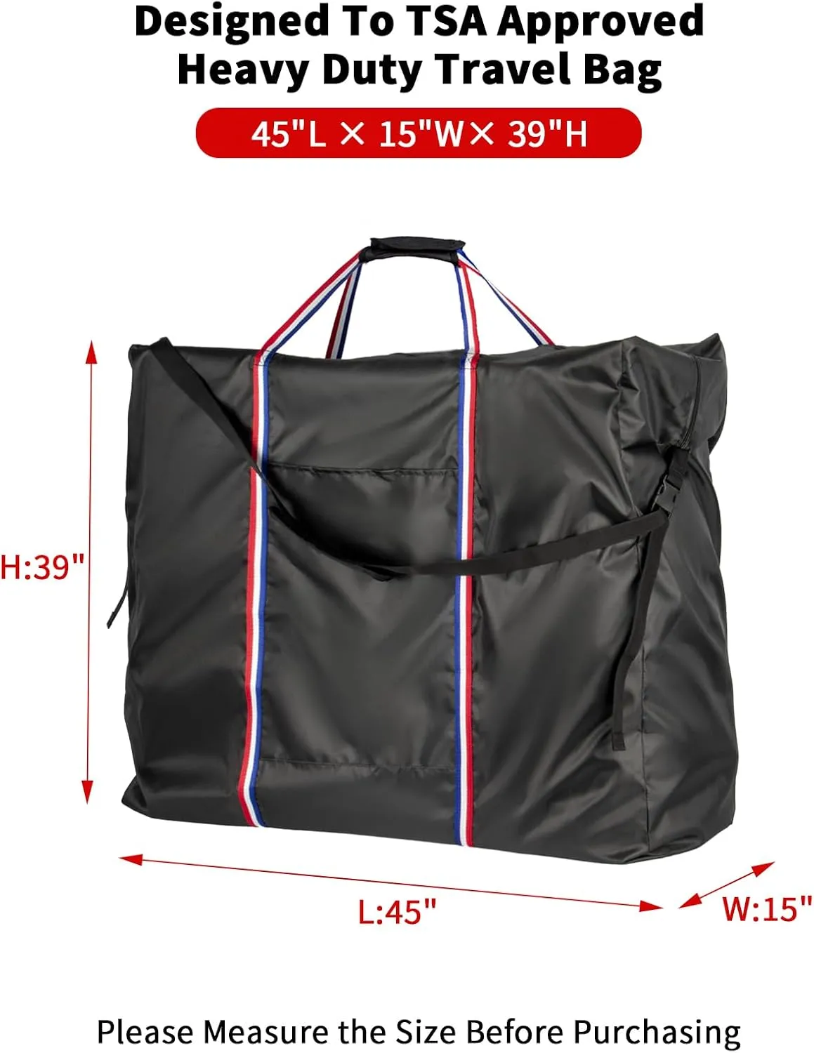 Rollator Travel Bag - Waterproof Wheelchair Bag for Folding Walker, Compact Wheelchair Transport Chair Portable Carry Case Cover for Car & Airplane TSA Traveling (45" Lx15 Wx39 H)