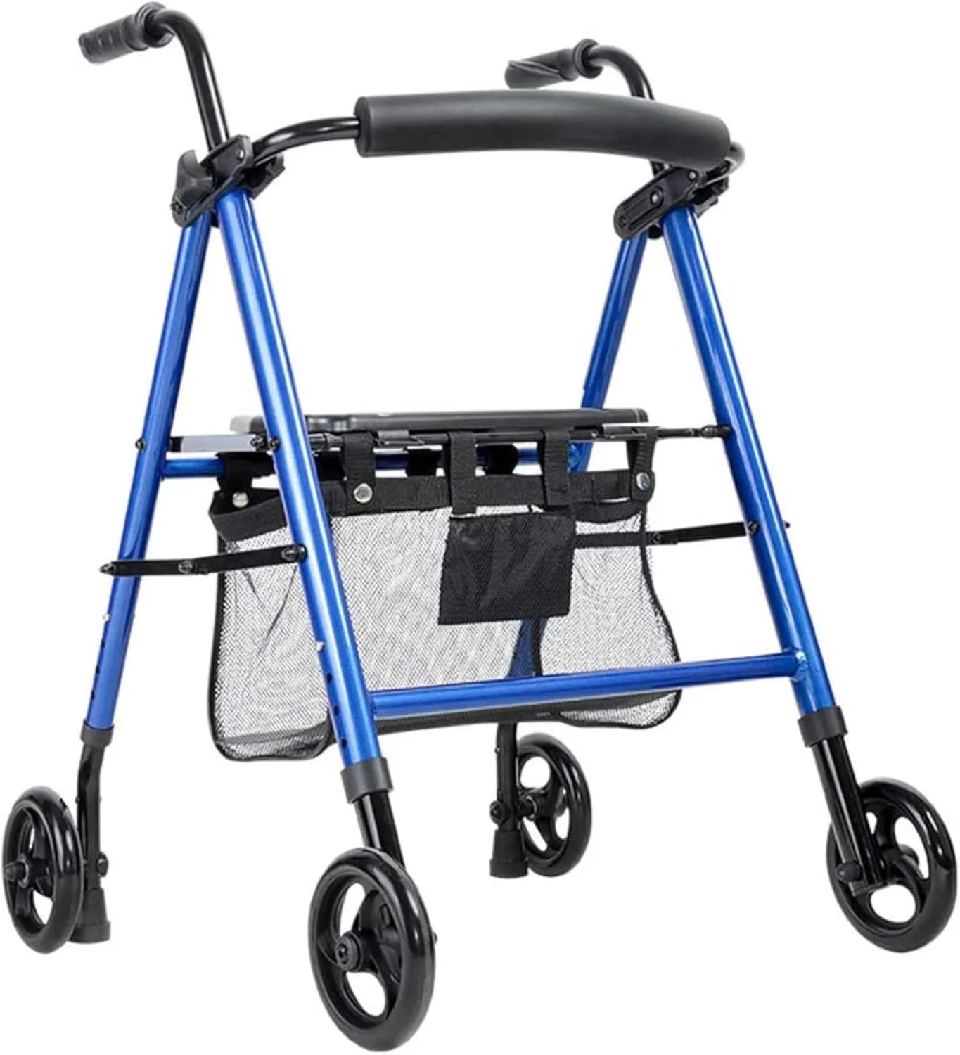 Rollator Walker,Walking Frame 4 Wheel Foldable Compact Mobility Aids with Seat Bag Transport Chair Walker Multi Use Walking Stick Elderly Disabled