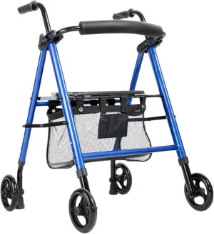 Rollator Walker,Walking Frame 4 Wheel Foldable Compact Mobility Aids with Seat Bag Transport Chair Walker Multi Use Walking Stick Elderly Disabled