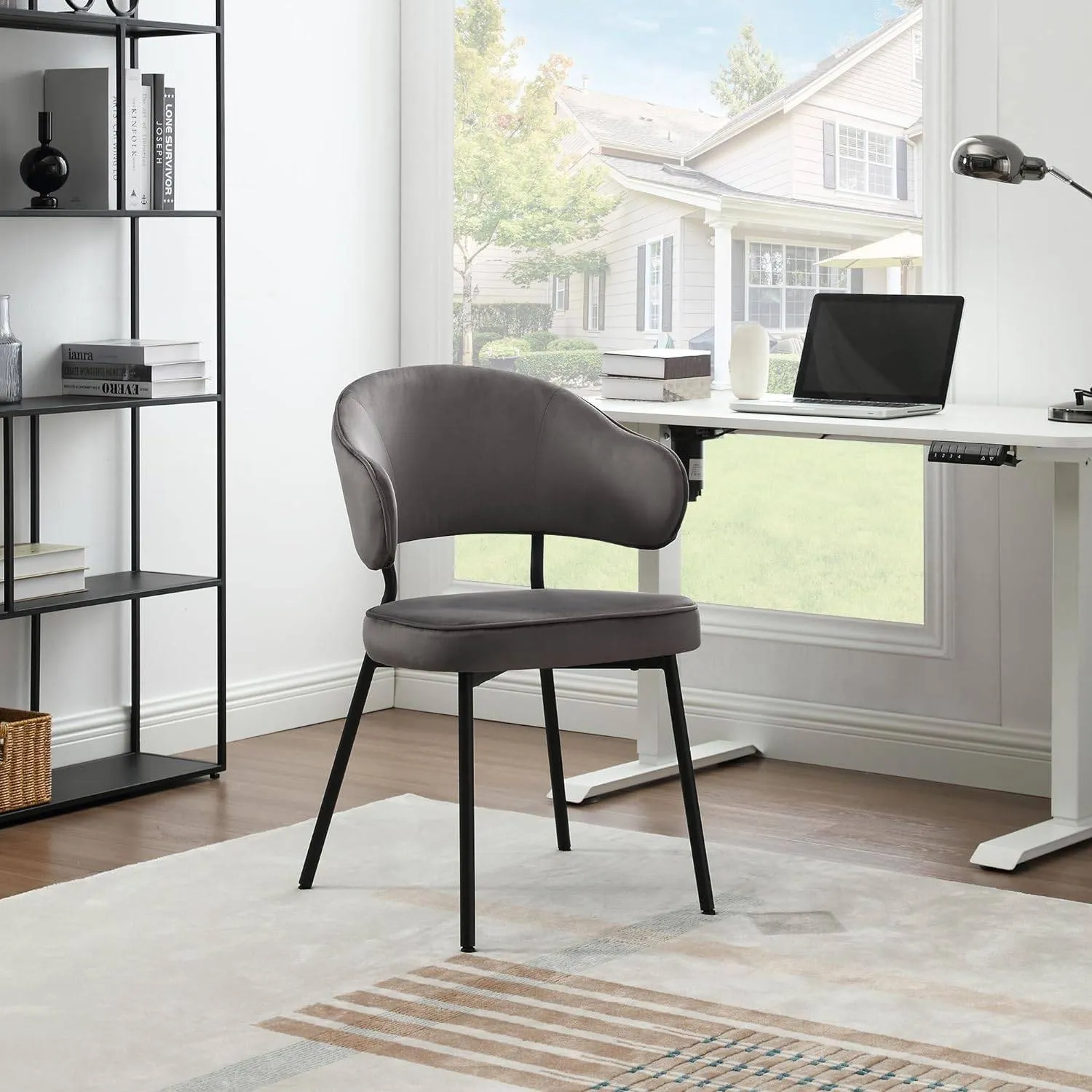 Rootz Dining Chair - Kitchen Chair - Balcony Chair - Velvet / Metal - Ergonomic Support - 54cm x 83.5cm x 52cm