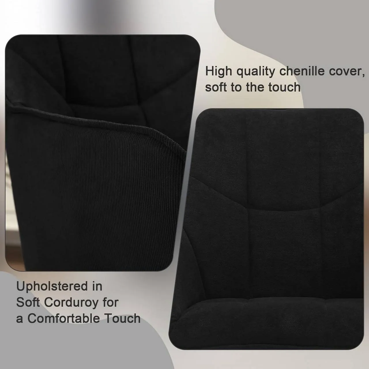 Rootz Dining Chair Set - Swivel Chair - Padded Armchair - Ergonomic Design - 58cm x 86cm x 63.5cm - Dark Gray - Black - 150kg Capacity