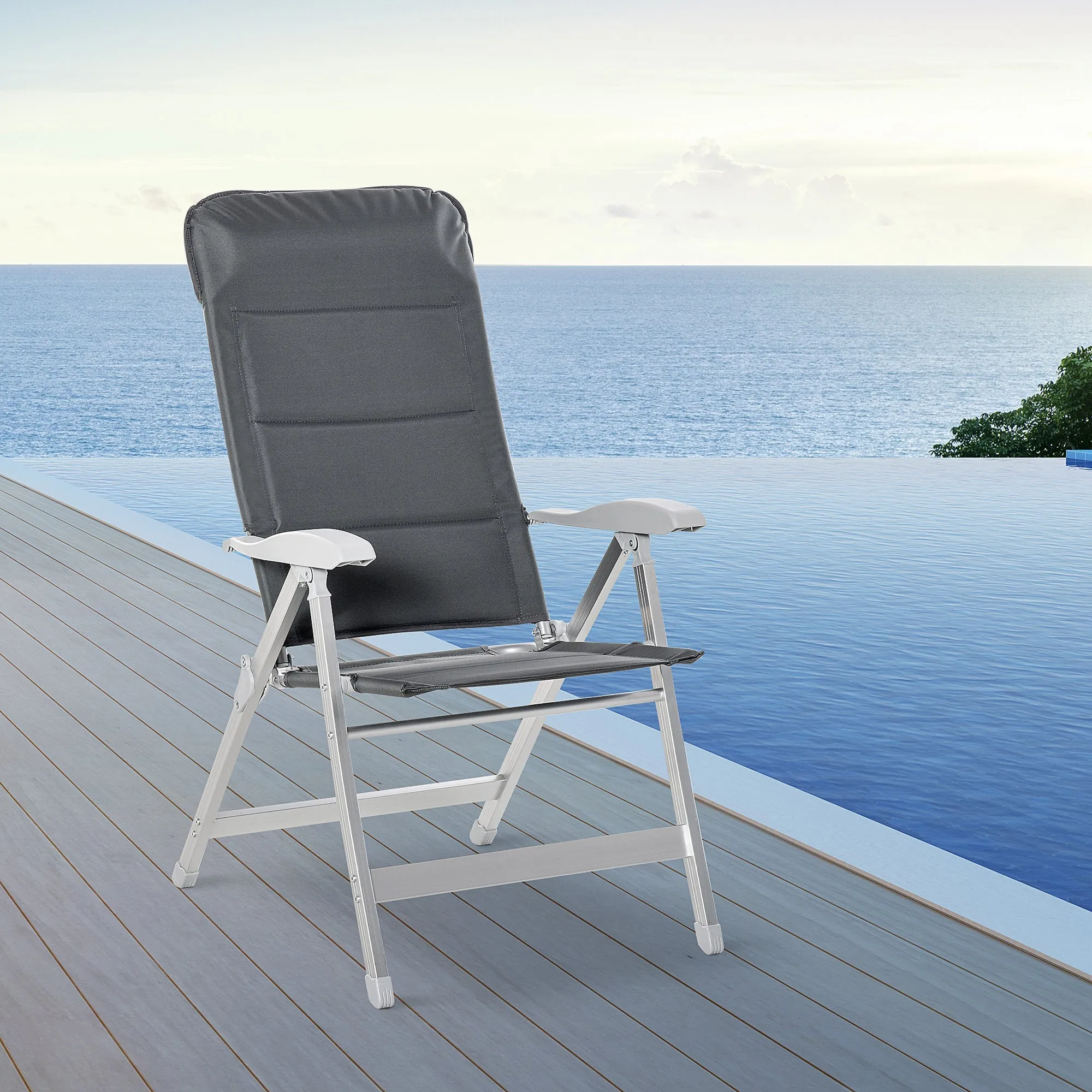 Rootz Garden Chair - Foldable Seat - Adjustable Recliner - High Comfort - 75cm x 61.5cm x 115cm - Water-Repellent Oxford Fabric