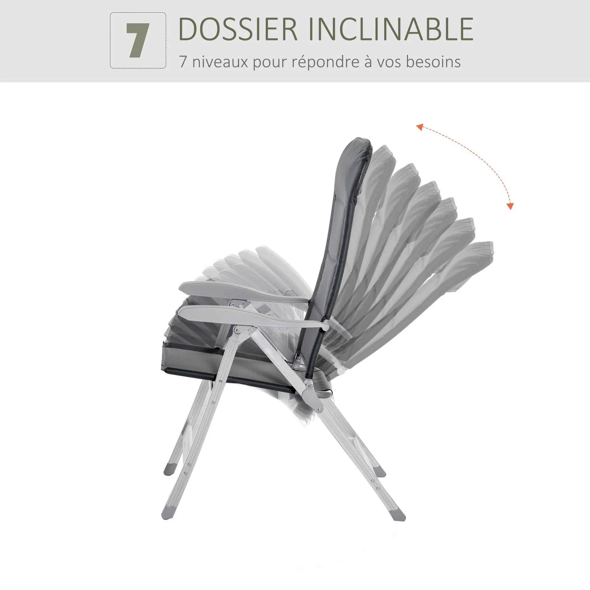 Rootz Garden Chair - Foldable Seat - Adjustable Recliner - High Comfort - 75cm x 61.5cm x 115cm - Water-Repellent Oxford Fabric