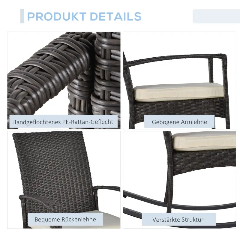 Rootz Rocking Chair Garden Chair - Outdoor Chair - Patio Chair - Ultimate Comfort - High Stability - Durable Material - 66cm x 88cm x 98cm