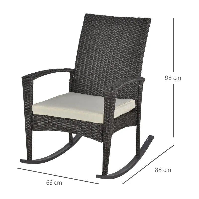 Rootz Rocking Chair Garden Chair - Outdoor Chair - Patio Chair - Ultimate Comfort - High Stability - Durable Material - 66cm x 88cm x 98cm