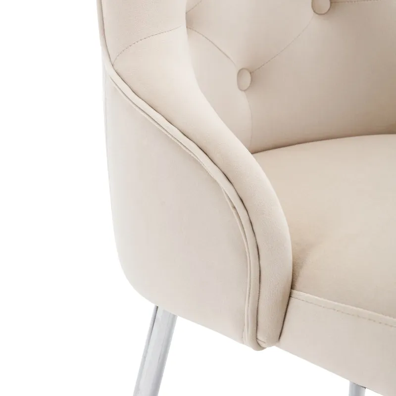 Rootz Velvet Dining Chair - Modern Seating - Upholstered Chair - High Comfort - 54.5L x 58.5W x 87.5H cm