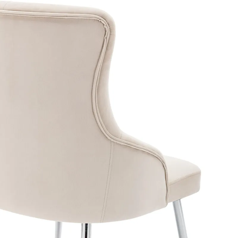 Rootz Velvet Dining Chair - Modern Seating - Upholstered Chair - High Comfort - 54.5L x 58.5W x 87.5H cm