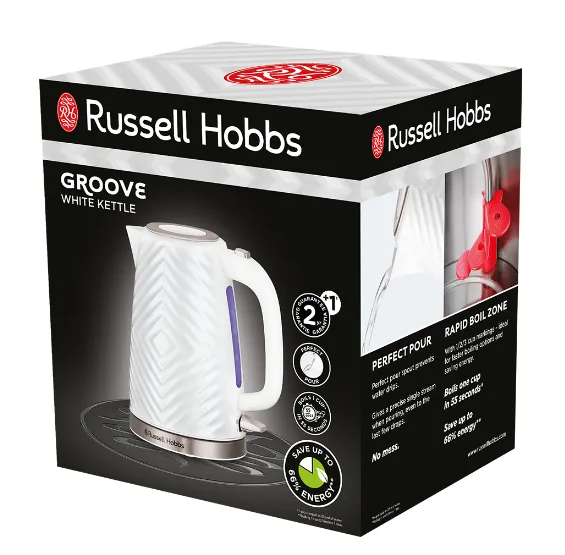 RUSSELL HOBBS<BR>
Groove Kettle 1.7L<BR>
White<BR>