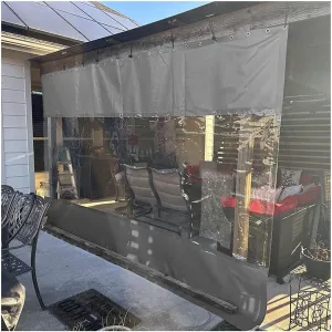 Rygcrud Clear Tarp Curtain, Outdoor Waterproof Room Divider Panel Transparent Side Wall Partition for Workshops, Pergola, Porch, Custom (Color : Gray Side, Size : 2.8x3M)