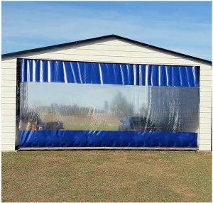 Rygcrud Vinyl Curtains for Patio, Garage Divider Curtain - Waterproof PVC Tarps, Outdoor Clear Panel for Pergola, Porch, Gazebo, Top Grommets (Color : Blue Side, Size : 3x4M)
