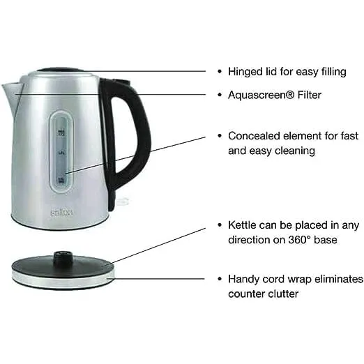 Salton Cordless Electric Stainless Steel Kettle