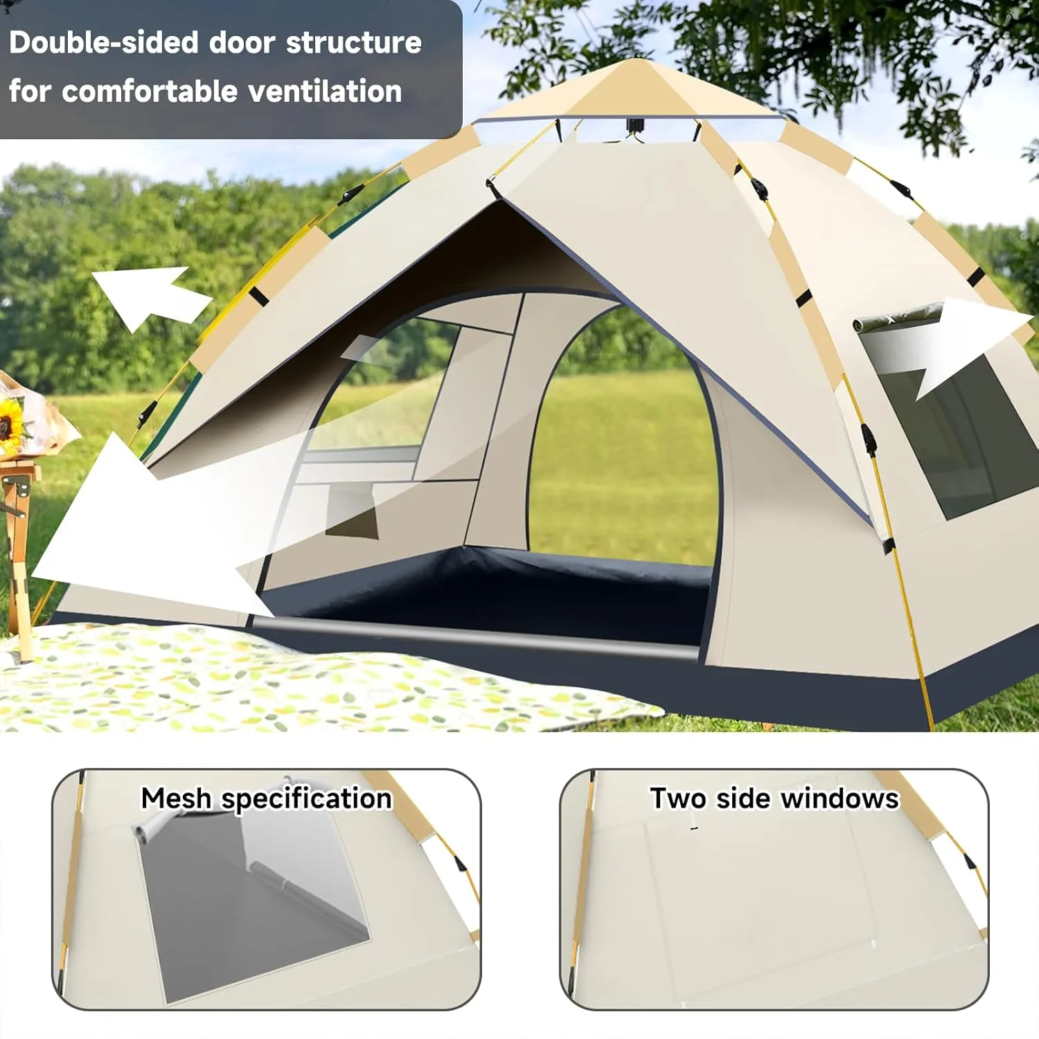 SAN Like Camping Tent 2/3/4 Person Instant Easy Pop Up Tents for Camping Lightweight Backpacking Tent Automatic Waterproof Family Easy Set Up Tent,Portable Dome Tent for Camping Hiking Traveling