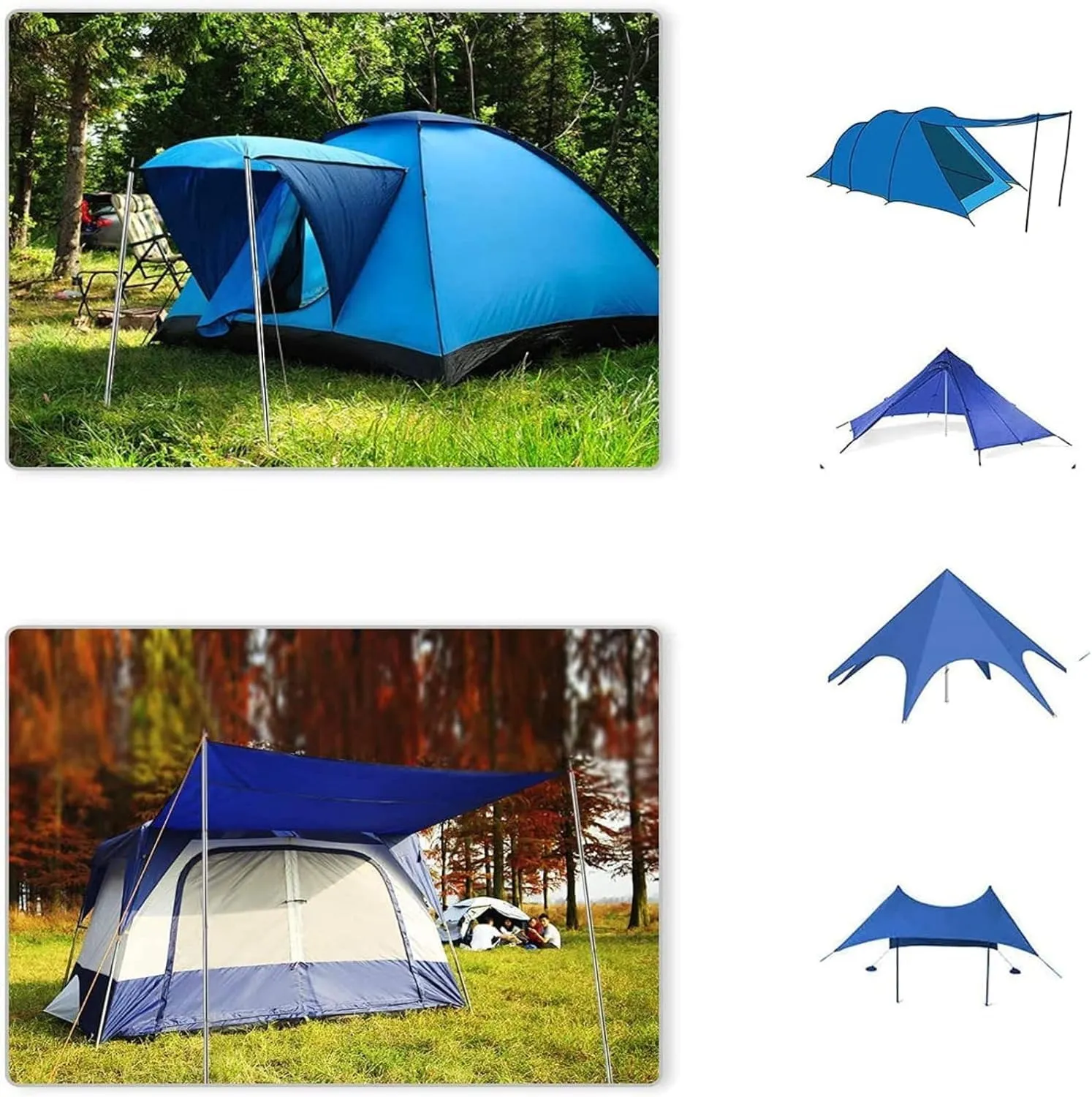 SAN LIKE Camping Tent Tarp Poles Set for Canopy Awning Shelter Backpacking Hiking - Telescopic Adjustable Length Tent Sunshade Support Stick Rods (Adjustable Length - Steel 2packs)