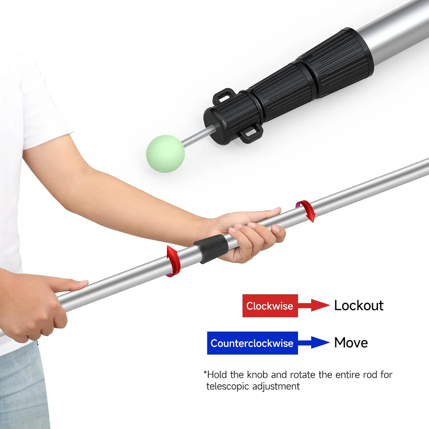 SANLIKE Telescoping Tarp Poles Tent Poles, 96" Aluminum Canopy Poles Extendable Pole for Awning Shelter Camping Hiking Backpacking, Luminous Tip Cap Design, Set of 2, Silvery