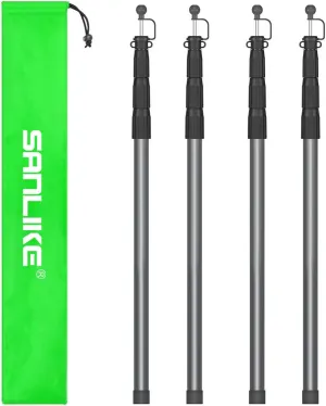 SANLIKE Tent Poles for Tarp, 8.2' Telescoping Poles Set of 4, Replacement for Canopy & Camping, Rooftop Tent Poles for Rain Fly, Awning - Gray